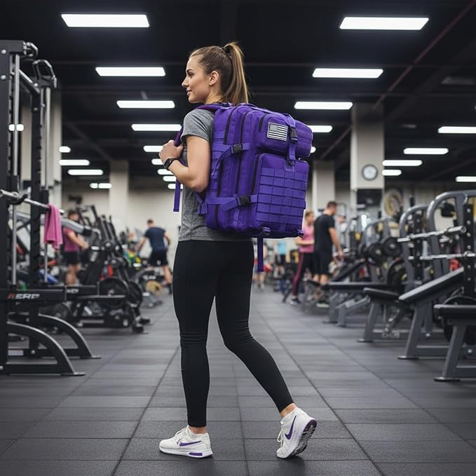 45L Military Tactical Backpack for Men & Women Bug Out Bag Assault pack Molle Daypack Hiking Trekking Rucksack(45L purple)