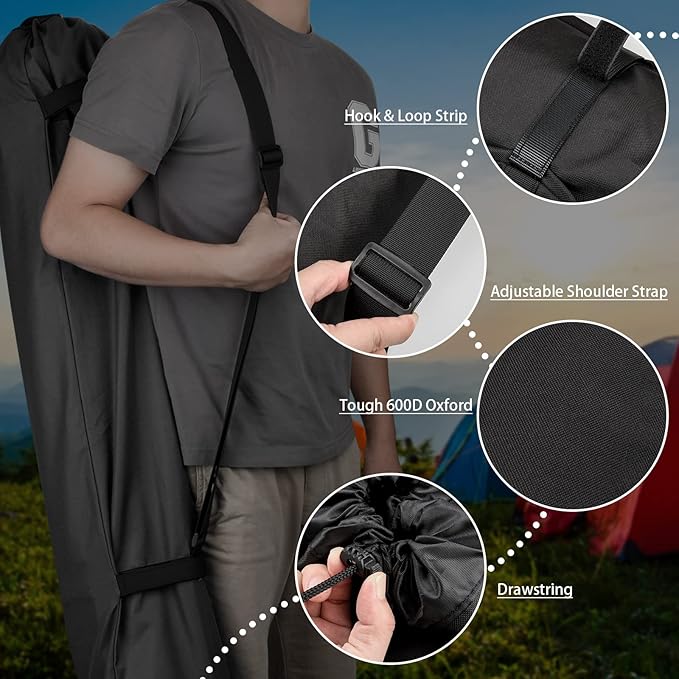 Xxerciz Folding Chair Replacement Bag with Adjustable Shoulder Strap for Coleman, Coastrail, Kijaro, GCI Camping Chair, Gray