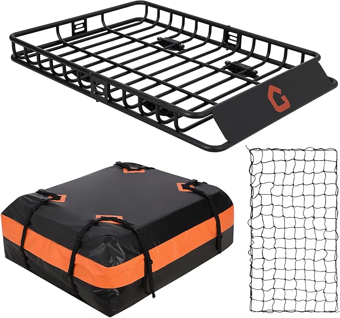GarveeLife 51’’x36’’ Roof Rack Basket,Heavy Duty Universal Car & Truck Cargo Carrier with Net and Waterproof Cargo Bag, Luggage Holder with Extension for Universal,200 LB Capacity