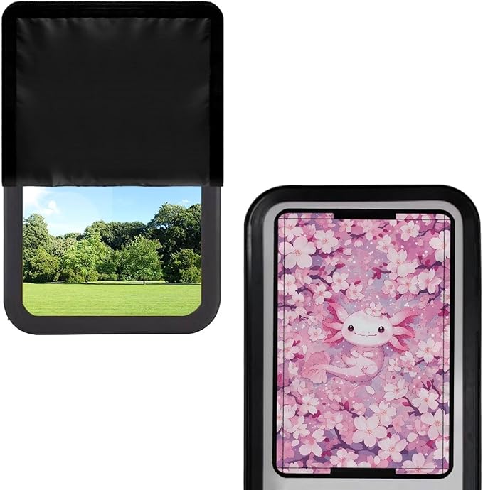 RV Door Window Shades for Inside Camper, Axolotl Print Portable Camper Trailer Blackout Window Cover Rv Door Shade Cover UV Rays Protection, RV Accessories for Outside