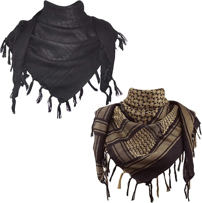 Explore Land Cotton Shemagh Keffiyeh Tactical Desert Scarf Neck Head Wrap with Tassel for Men Women