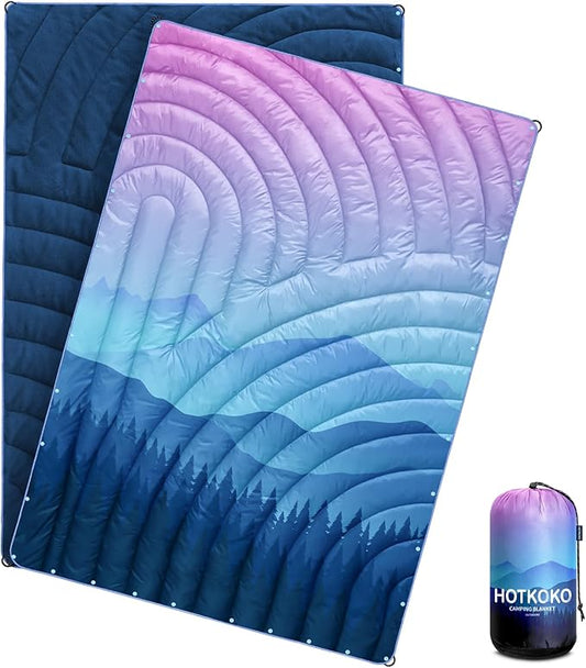 Camping Blanket,Lightweight Down Alternative Puffy Blanket Packable Outdoor Blanket for Camping,Traveling, Stadium, Hiking, Picnics