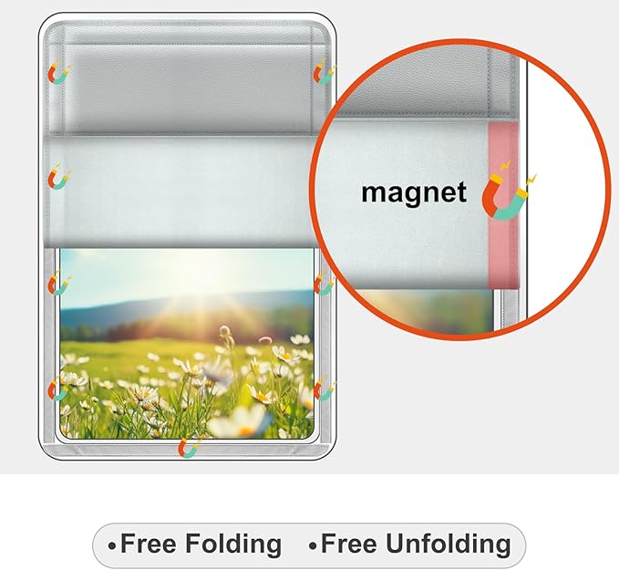 RV Door Window Shade Cover - Magnetic RV Blackout Window Cover with UV Protection and Privacy Features (25 * 16 in) Foldable Magnet Design, Waterproof Fabric, Reflective (Grey, 1 Pack)