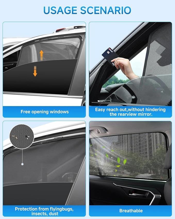 Car Window Shades for Toyota-Camry(2018-2024),4 Pack Car Window Cover for Baby Sun Shade Blocker Breathable Mesh,Reduce UV Rays & Heat Insulation Privacy Protection for Camping, Travel, Sleep
