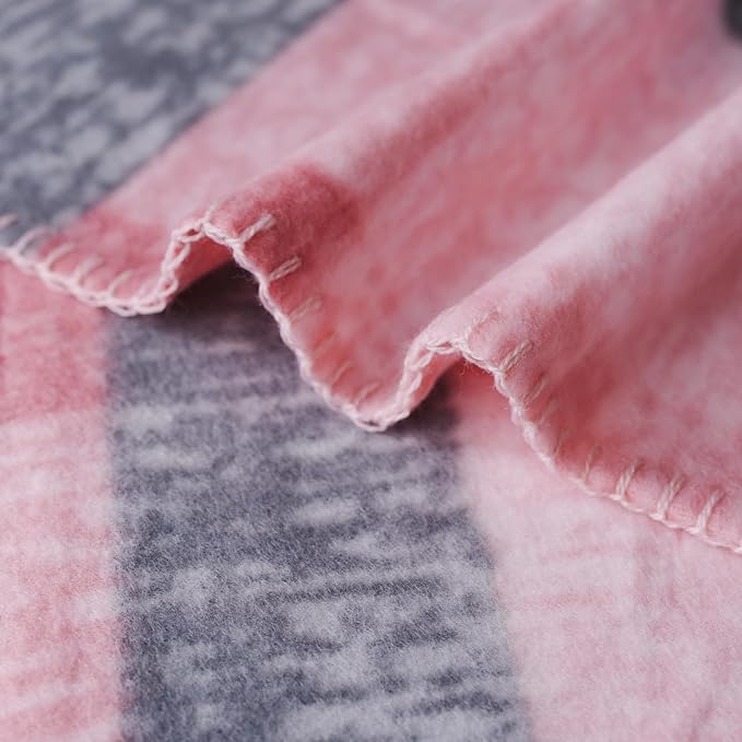 ZYFZCYBL Fleece Throw Blankets for Couch Bulk Lightweight Warm Soft Cozy Blanket 6 Pack Bulk Fleece Blanket Solid for Bed Couch Office Gifts Outdoor 50 x 60 inch Pink and Grey