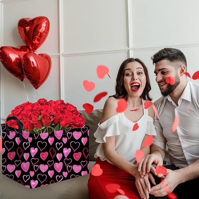 Rectangular Valentine's Day Gift Basket,nursery basket,Girls gift baskets,kids toy storage Bin, Love Heart Room Decor for Home,Shelf Baskets(Attract love)