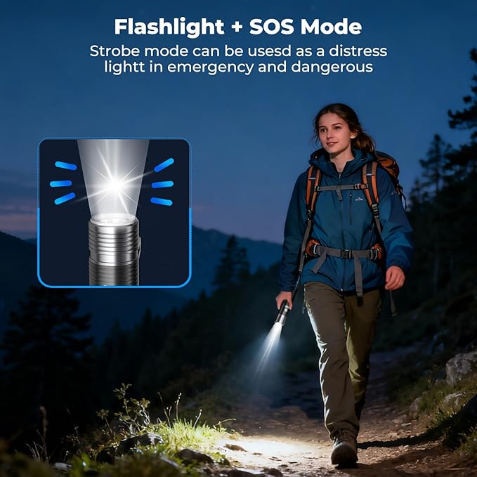 AsFrost Flashlight Camping Lights 2in-1, 180°Flip Dual Lamp 8-Mode LED Bright Weird Cool Unique Flash Light Camp Lantern Waterproof 4500mAh Type-C for Outdoor Home Emergency, Gift for Teen Men Women