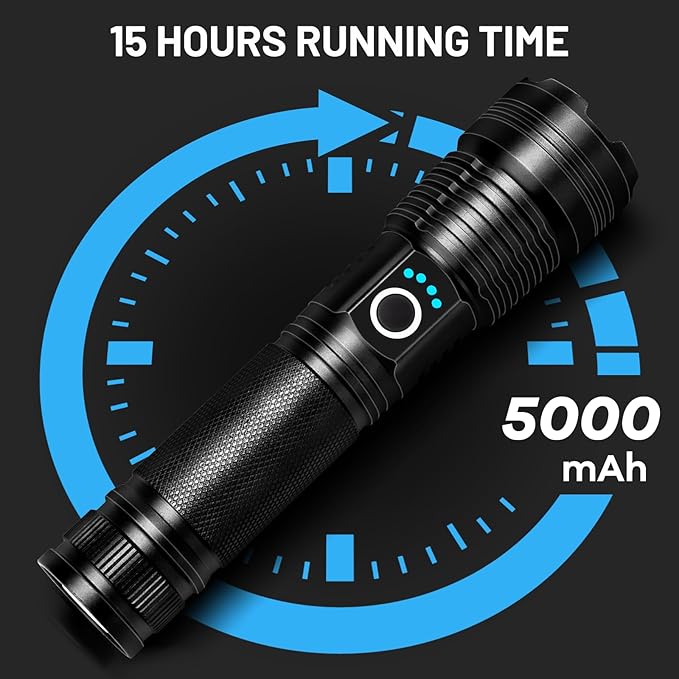 Lylting 2 Pack Rechargeable LED Flashlights High Lumens, 99,000LM Super Bright Adjustable Flashlight with USB Cable & 5 Modes, Waterproof Handheld Flashlight Powerful Flash Light for Home Camping