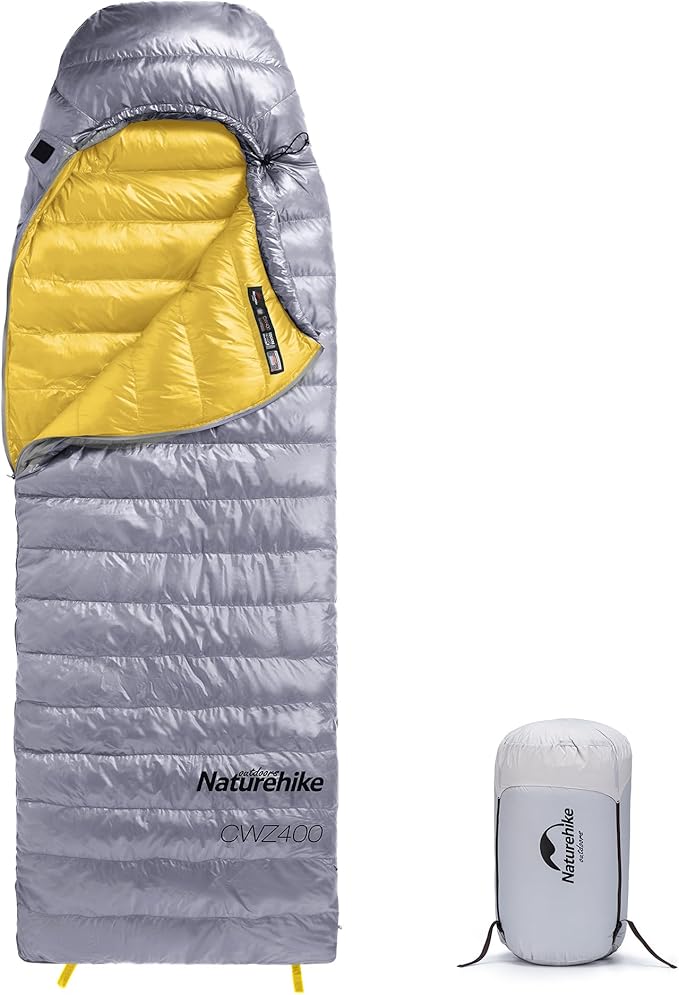 Naturehike Ultralight Down Sleeping Bag, 650FP Backpacking Sleeping Bag for Adults, 40.4℉ Waterproof Sleeping Bags for Camping, Hiking, Traveling with Compression Sack