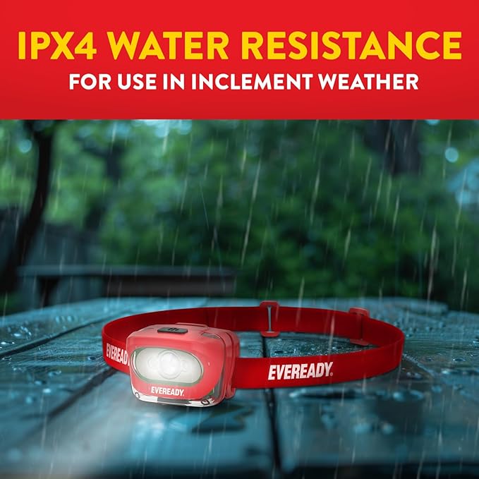 Eveready X200 LED Rechargeable Headlamps (2-Pack), Super Bright IPX4 Water Resistant Head Lights for Running, Camping, Emergency, Outdoors (USB Cable Included)