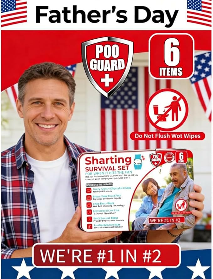 Funny Sharting Survival Set - Gag Gifts for Men, Boyfriend, Husband Birthday - 6pc Hilarious Bathroom Prank Gift for Adults - Unique White Elephant Gift, Stocking Stuffer, Fart Joke Novelty Tin