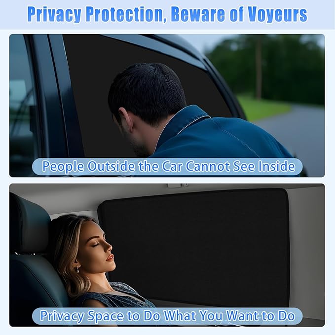 ZATOOTO Car Window Covers for Rear Privacy Car Shade for Baby Back Window Sunshade of Soft Suede UV Protection & Light Blocking Baby Sun Shades for Camping Eating and Rest, 16.69×31.5in