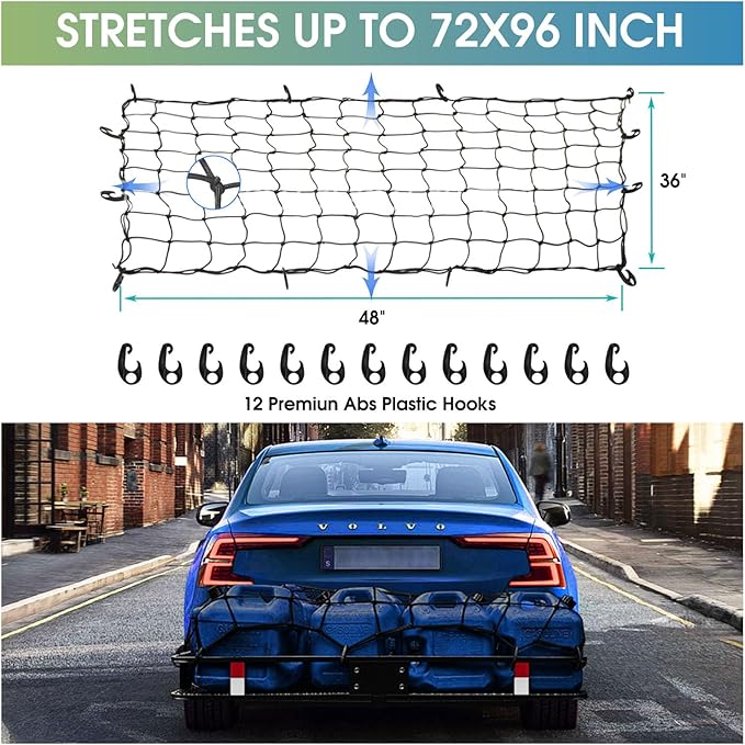 FORWODE 250LBS Universal Roof Rack Basket, 64"x39"x6" Rooftop Cargo Carrier Rack + Waterproof Cargo Bag 15 Cubic Feet(43"x34"x17") and Cargo Net, Ratchet Straps