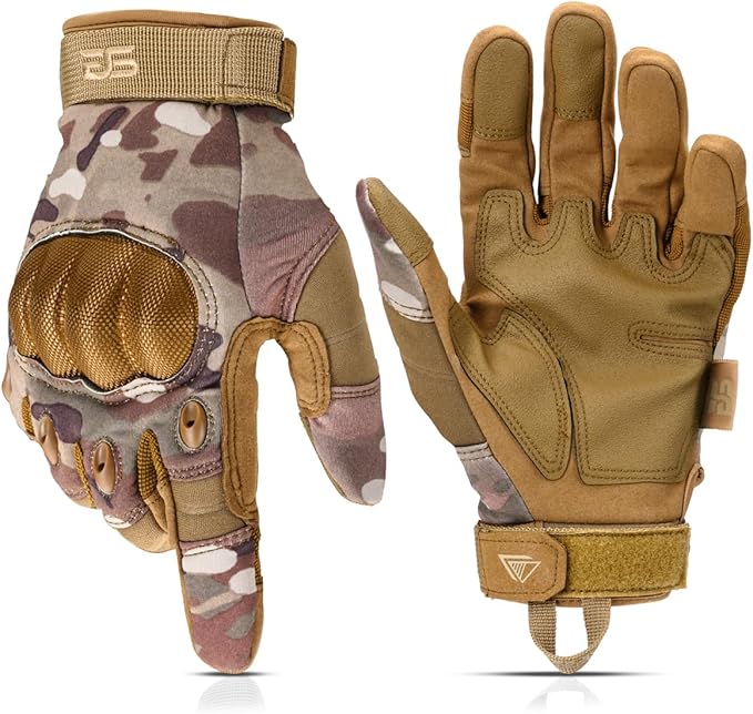 Glove Station Tactical Gloves for Men – Touchscreen Utility Gear with Hard Knuckle Protection Used in Motorcycle, Airsoft, Combat, Police, Shooting & Outdoor Work Multicam Medium