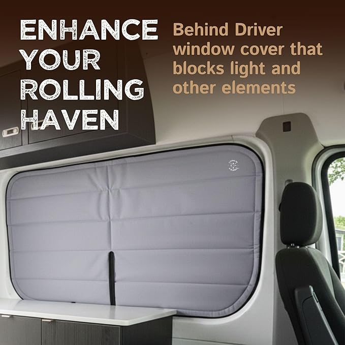 Living in a Bubble Insulated Blackout Behind The Driver Window Cover for Mercedes Sprinter Van Year 2007-2026, NCV3 & VS30 (Bare Metal Frame)