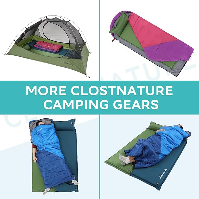 Clostnature Self Inflating Sleeping Pad for Camping - 1.5/2/3 inch Camping Pad, Lightweight Inflatable Camping Mattress Pad, Insulated Foam Sleeping Mat for Backpacking, Tent, Hammock