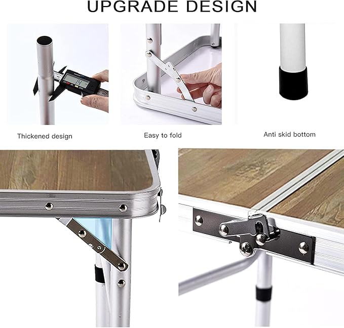 YUFIFAIRY Aluminum Camp Table, Folding Table Portable,Lightweight,Foldable with 2 Adjustable Height, Indoor Outdoor Table for Cooking, Picnic, (2 Heights), 36''L x24''W