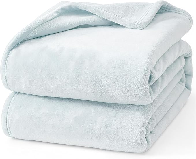Hansleep Fleece Ice Blue Twin Blanket, Super Soft Flannel Fuzzy Plush Cozy Blanket for All Seasons, Ice Blue, Twin 60x80 Inches