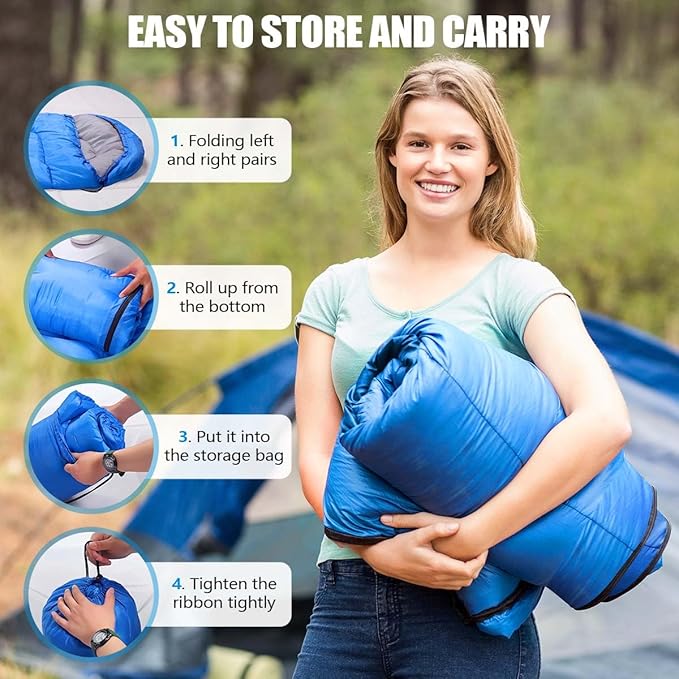 OBTANIM Sleeping Bags Portable Waterproof Camping Sleeping Bag for Adults Kids 4 Seasons Cold Weather or Warm Backpacking Hiking Travel Indoor Outdoor Use