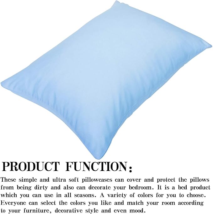 NTBAY Zippered Toddler Pillowcases Set of 2, 100% Brushed Microfiber 13x18 Pillowcases, Super Soft and Cozy Travel Kids Nursery Pillow Cases, 13x18 Inches, Sky Blue