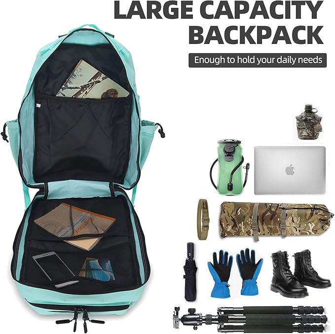 Lovelinks21 45L Tactical Assault Backpack 3 day assault pack with Molle Waterproof backpack Rucksack for Tactical Backpacks (Mint Green)