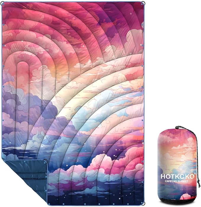 Camping Blanket,Lightweight Puffy Printed Camping Blanket Packable Outdoor Blanket for Camping,Traveling, Stadium, Hiking, Picnics