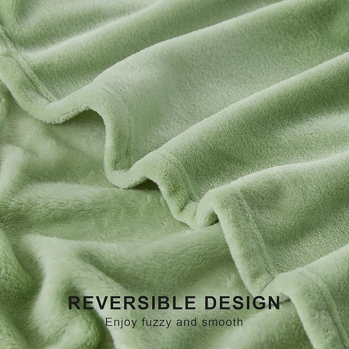 Hansleep Fleece Sage Green King Blanket, Super Soft Flannel Fuzzy Plush Cozy Blanket for All Seasons, Sage Green, King 90x108 Inches