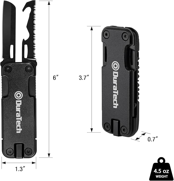 DuraTech 16-in-1 Multitool Knife, Gift for Men, Compact EDC Pocket Tool with Blade, Magnetic Bit Holder, 6 S2 Screwdriver Bits, Bottle Opener & Rope Cutter – Ideal for Camping, Hiking, Survival