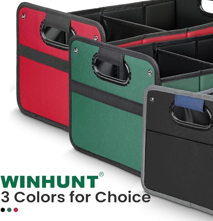 WINHUNT Car Trunk Organizer, Car Storage Organizer, Collapsible Multi Compartment for Car, Suv, Sedan, Truck, 100L, Extra Larger (Green, 50L)