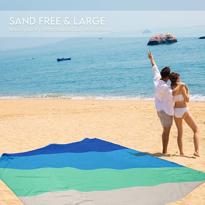 BYDOLL Beach Blanket 78''X81'' Waterproof Sandproof Suits1-4 Adults Oversized Lightweight Large Blanket Picnic Mat for Beach Sand Free Travel Camping Hiking Picnic