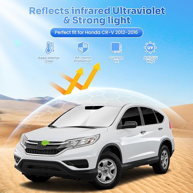 Canvcle Window Shades for Honda CRV 2012-2016 CR-V Accessories Windshield Sun Shade Side Rear Window Cover Sunshade Sun Visor Shield Privacy Protection for Camping Keep Vehicle Cool Black 8PCS