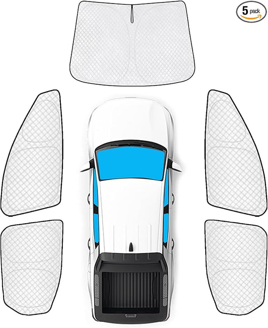 KMF 5pcs Thicken Car Sun Shades for Hyundai Santa Cruz 2022-2025 2026 Accessories, Car Window Covers Sunshade for Windshield Side Rear, Truck UV Block and Privacy Blackout for Camping
