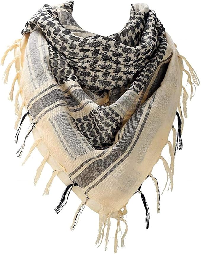Luxns Military Shemagh Tactical Desert Scarf / 100% Cotton Keffiyeh Scarf Wrap for Men And Women