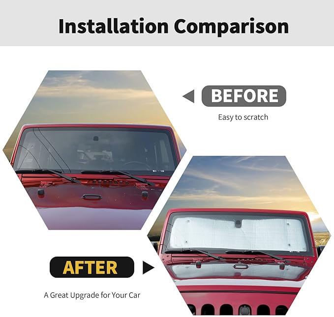 Windshield Sunshade Sun Shade Heat Shield Window Sun Visor Mat for Jeep Wrangler JK 2 Door 2007-2018,6PCS
