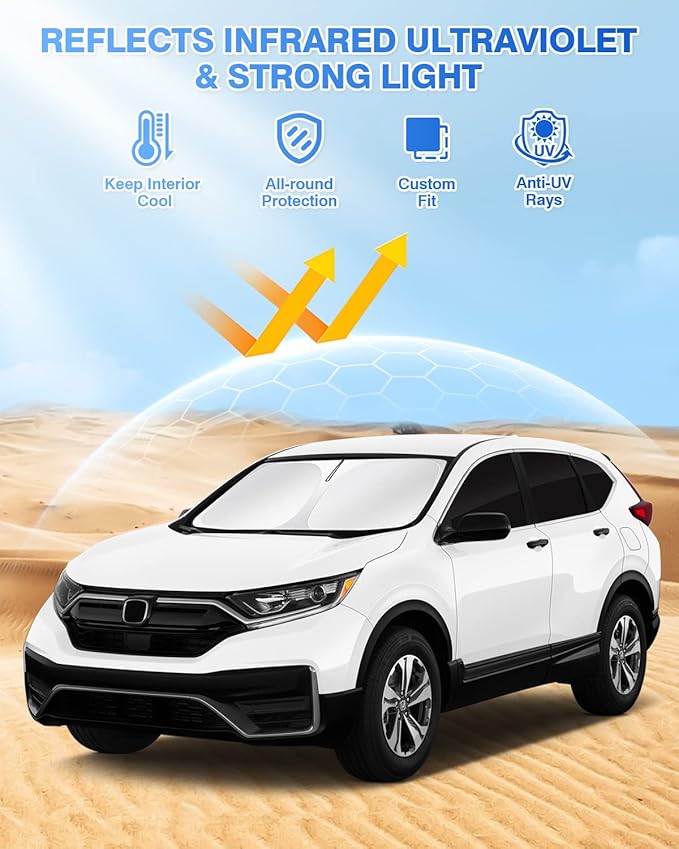 Canvcle Window Shades for Honda CRV 2017-2022 CR-V Accessories Windshield Sun Shade Side Rear Window Cover Sunshade Sun Visor Shield Privacy Protection for Camping Keep Vehicle Cool Black 8PCS