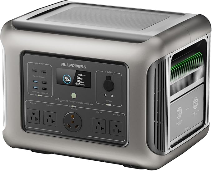 ALLPOWERS R2500 Portable Power Station 2016Wh LiFePO4 Battery Backup with 4x 2500W AC Outputs, Solar Generator for 13 Devices 1 Hour Fast Charge, for Home Outdoors Camping RVs