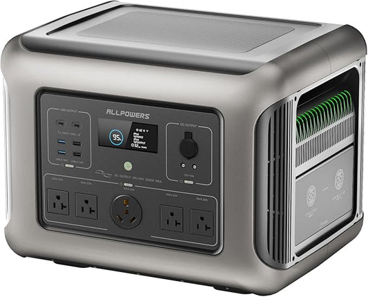 ALLPOWERS R2500 Portable Power Station 2016Wh LiFePO4 Battery Backup with 4x 2500W AC Outputs, Solar Generator for 13 Devices 1 Hour Fast Charge, for Home Outdoors Camping RVs