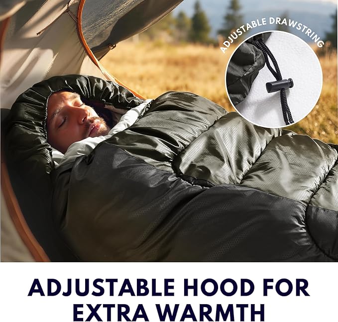 XXL Winter Sleeping Bags for Adults Cold Weather,Camping Sleeping Bag for Kids with Compression Sack,4 Season Camping Essentials Gear for Hiking,Traveling,Outdoor,Backpacking,Climbing