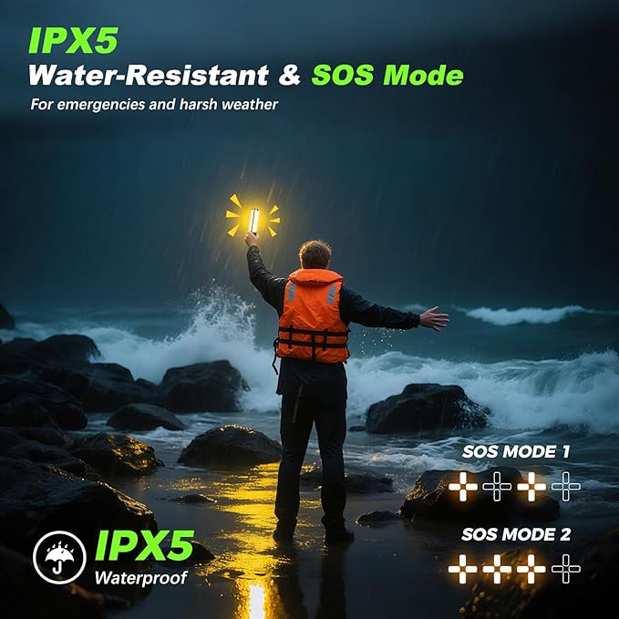 Clemas Camping Lights with Remote & Stand 6 Ft,14000 mAh Rechargeable Camping Lantern Tent Light, 6000 Lumen Magnetic Work Light,Portable Outdoor Light for Hiking,Camping,Emergency,Power Outages