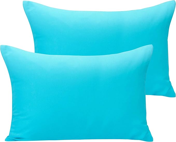 NTBAY Microfiber Toddler Pillowcases with Envelope Closure, 2 Pack 100% Brushed Microfiber Super Soft Travel Kids Nursery Pillow Cases, 14"x20" Fits Pillows Sized 12"x16" 13"x18" 14"x19", Blue