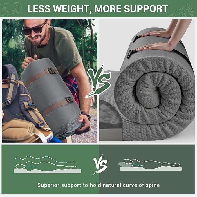 Elegear CumbreX™ Air & Foam Self Inflating Sleeping Pad, Built-in Electric Pump 4" Ultra-Thick Memory Foam Camping Mattress with Pillow Camping Pad 4-Season R-value 9.5 Camp Mat for Traveling - Single