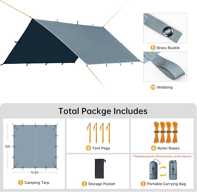 Free Soldier Waterproof Portable Tarp Multifunctional Outdoor Camping Traveling Awning Backpacking Tarp shelter Rain Tarp