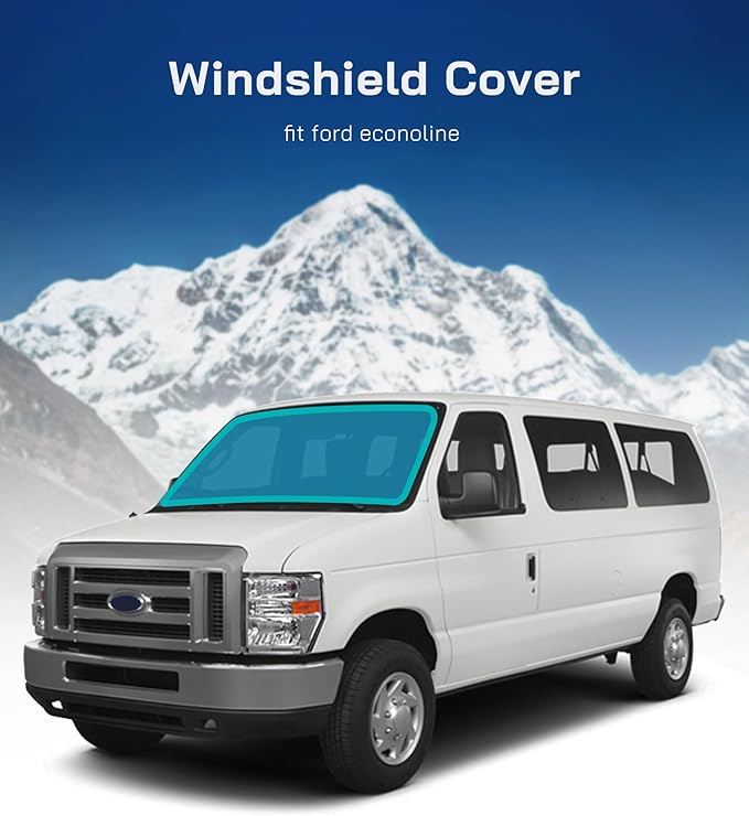 Windshield Cover for Ford Econoline, Insulated Blackout Foldable Windshield Sunshade, Height 30.5", AllSeasonGuard
