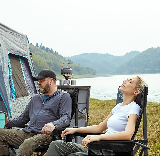 TIMBER RIDGE Oversized Folding Camping Chair High Back Heavy Duty for Adults Support up to 500lbs with Cup Holder, Side Pocket Cooler Bag 2 Pack