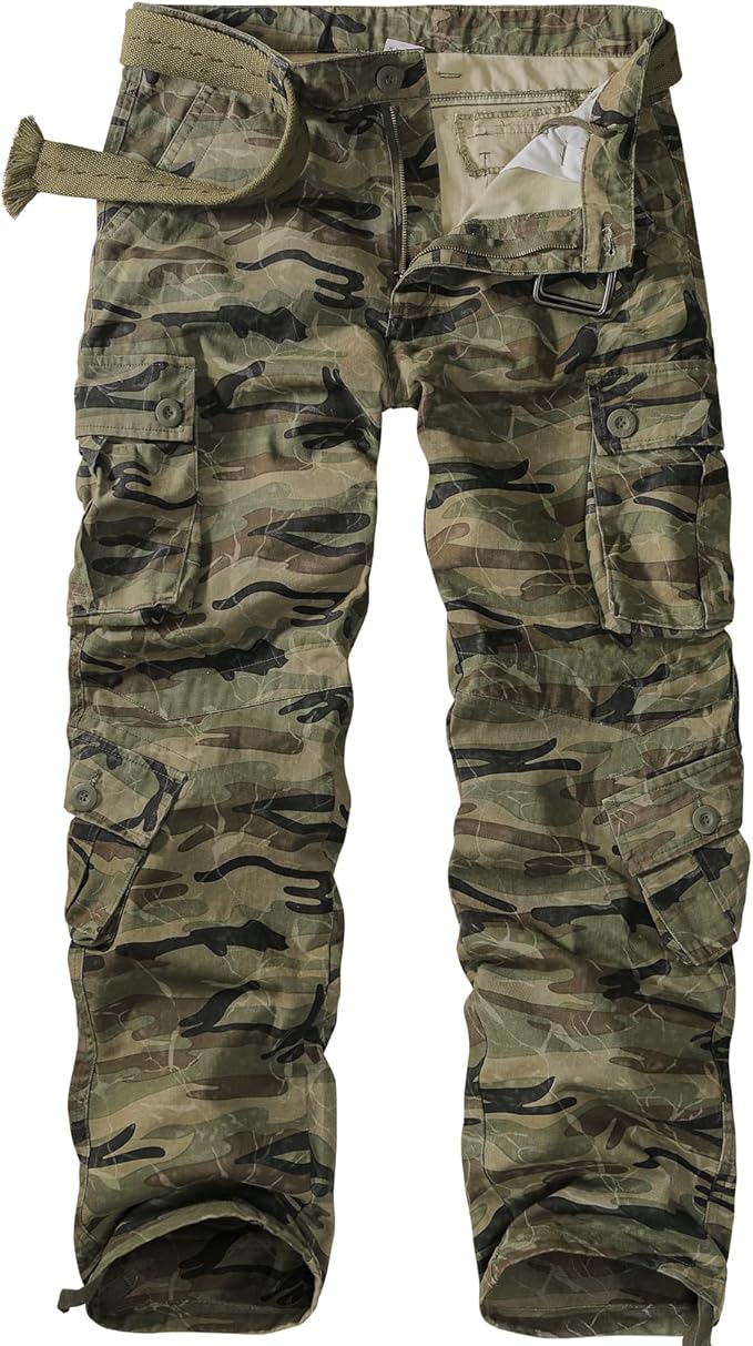 Men's BDU Casual Military Pants, Tactical Wild Army Combat ACU Rip Stop Camo Cargo Work Pants Trousers with 8 Pockets