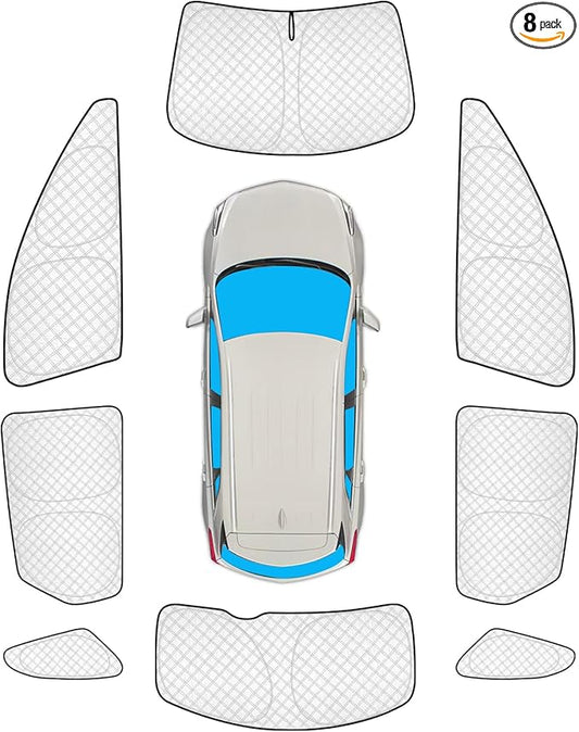 KMF 8pcs Thicken Sun Shades for Cadillac XT5 Accessories 2017-2025, Full Car Window Covers Sunshade for Windshield Side Rear, UV Block and Blackout Privacy for Camping Outdoor