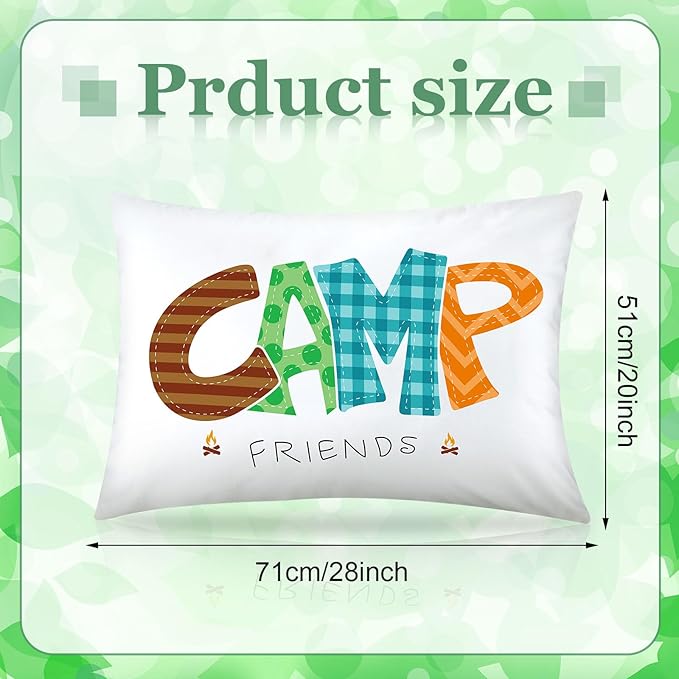 Moukeren Camp Friends Girl Autograph Pillowcase Summer Camp Pillowcase Travel Pillow Case Travel Pillow Cover for Kids Package Stuff Essentials Sleepaway Accessories (Many Colors,1 Pcs)