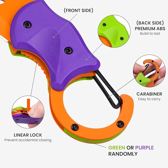 FUNBRO Small Pocket Knife for Men, Cool Folding Knife Box Cutter with 1.34 inch Sharp Blade, EDC Knives Tool for Everyday Carry, Great Gift for Men (Purple & Green)