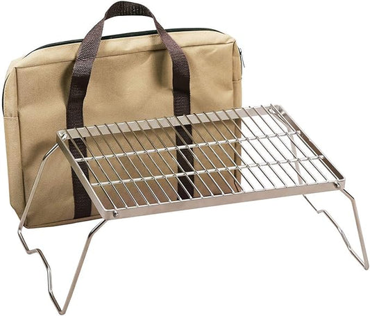 REDCAMP 13.6" Small Folding Campfire Grill, 304 Stainless Steel Firepit Grill Grate, Heavy Duty Portable Camping Grill with Carrying Bag for Outdoor Cooking Backpacking Hiking Picnics BBQ