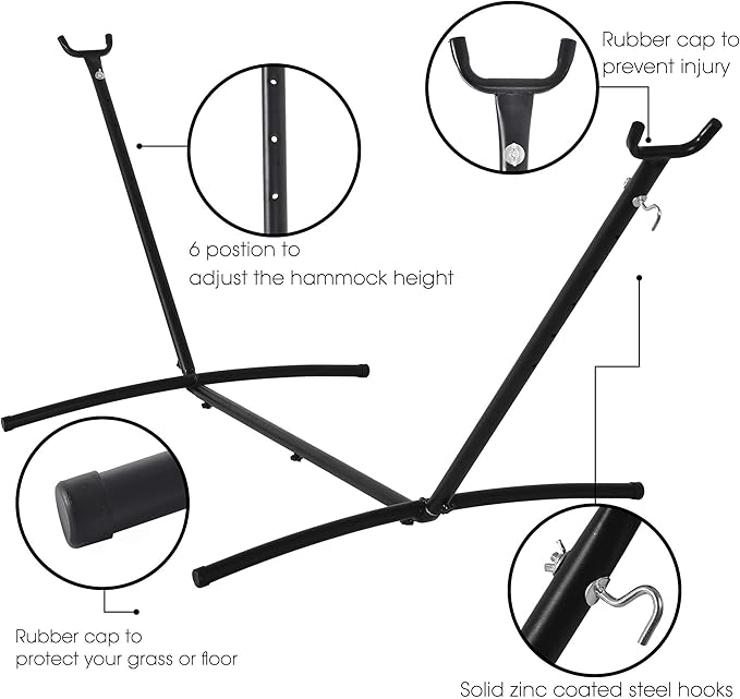 Prime Garden Hammock with Stand for Outside, Heavy Duty Space Saving Steel Stand with 450 lb Capacity,Double Hammock with Portable Carrying Bag, Hamacas para Adultos for Outdoors, Patio, Garden, Yard